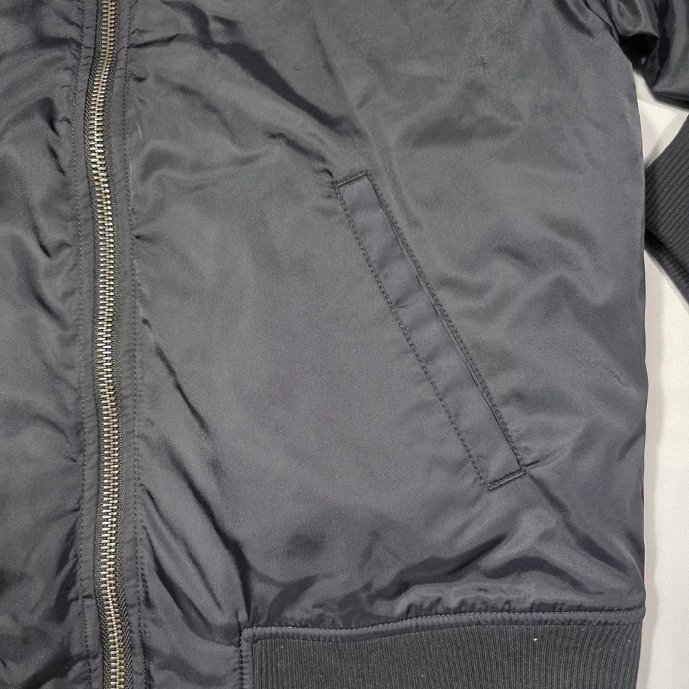 Men’s LABEL Black Bomber Jacket Size M New With Tags Nylon Flight Jacket Zip Up